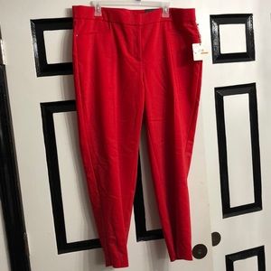 Red curved dress pants